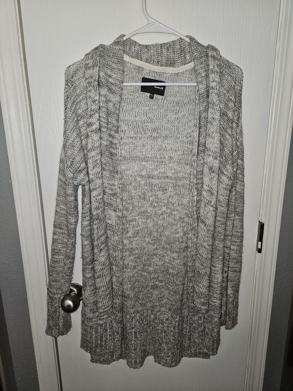 Hurley Marled Gray Open-Front Knit Cardigan